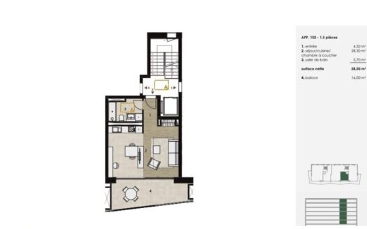 Magnifique studio neuf de 38m2, haut-standing